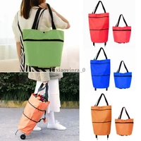 2020 foldable shopping trolley cart foldable reusable eco large waterproof bag luggage wheels basket non woven market bag pouch