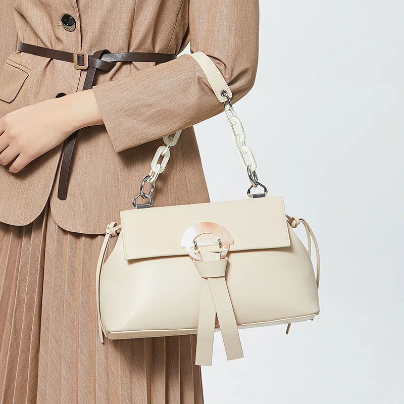 

OUSSON 2021 Soft Leather Street Underarm Bag Fashion Large Capacity One-Shoulder Bag Work Ladies Crossbody Bag