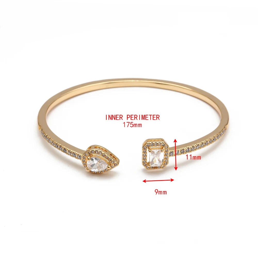 Браслет манжета на удачу золотистый серебристый медный с микрозакрепкой из