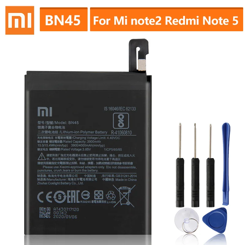 

Original Replacement Battery For XiaomiRedmi Note 5 Redrice Note5 BN45 Genuine Phone Battery 4000mAh