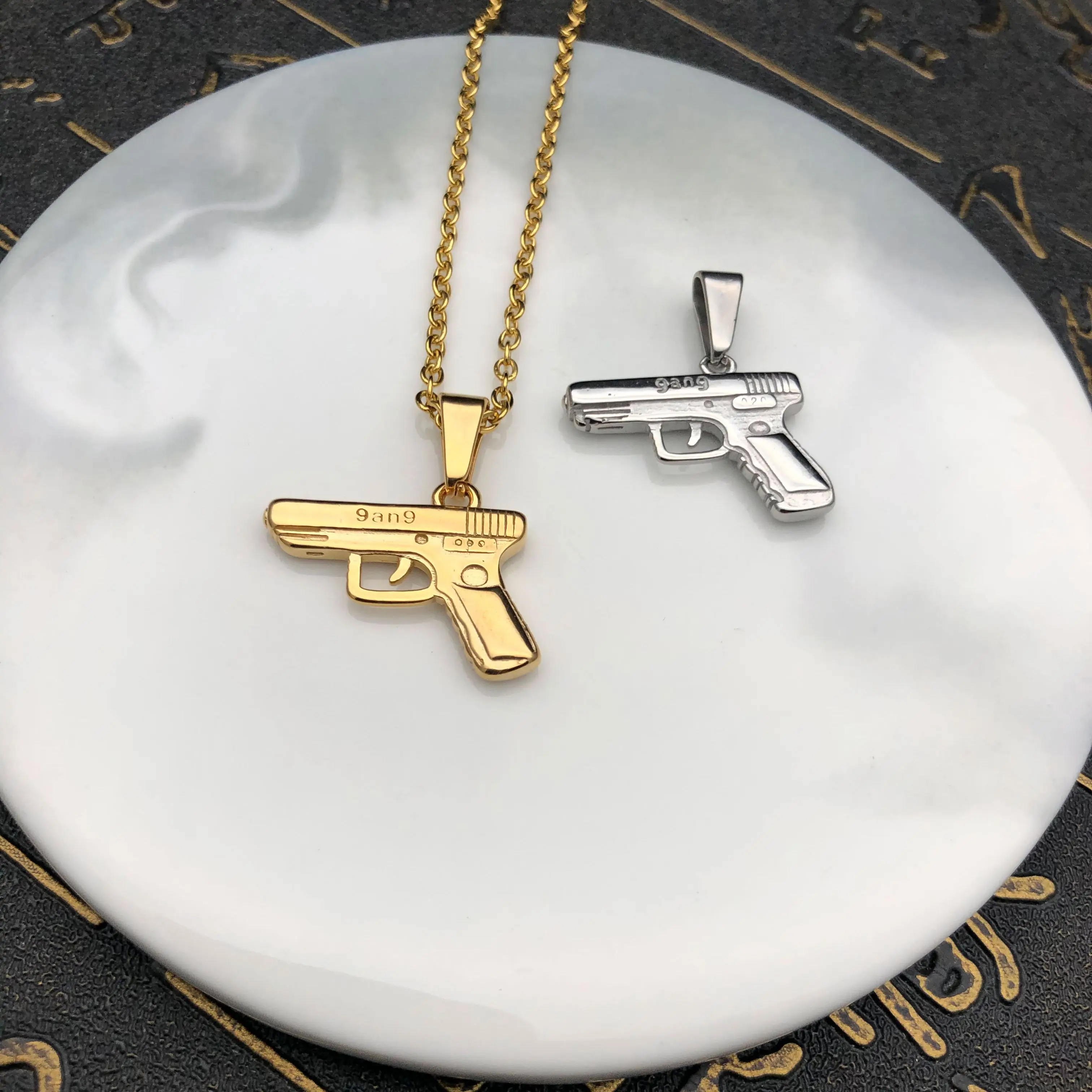 Мужская цепочка с подвеской в виде пистолета из нержавеющей стали | Украшения и