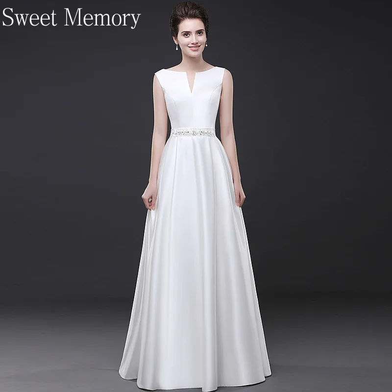 

F2139 Lady Robe Satin White Wedding Dresses 2021 Bride Dress For Wedding Party Formal Gown Women Lace Up Vestidos Sweet Memory