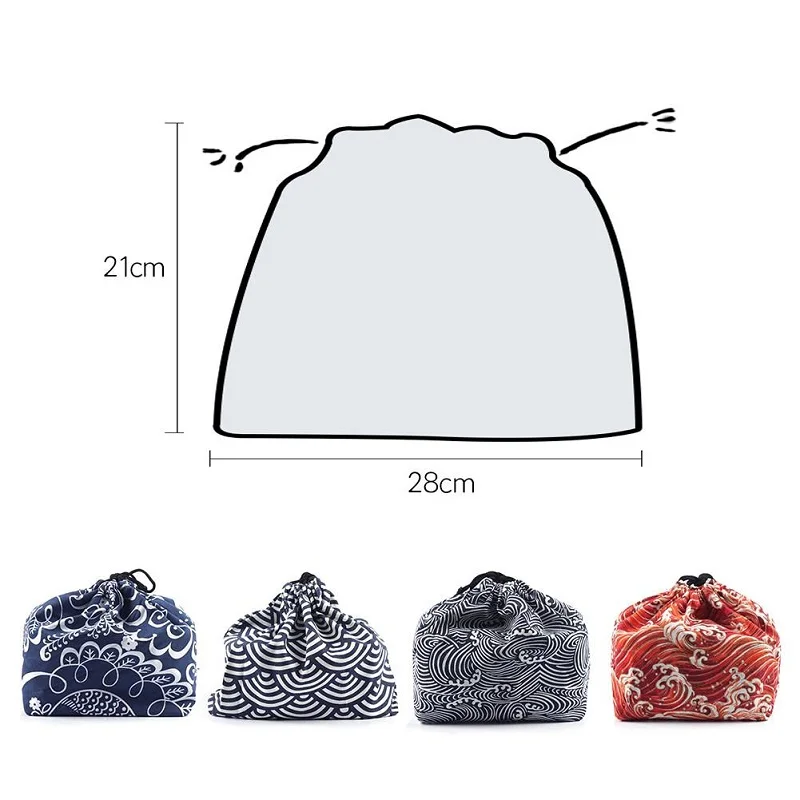 

Japanese Lunch Box Bag Eco-Friendly Dinner Case Burlap Cloth Drawstring Tote Pouch Portable Lightweight Food Storage Organizer