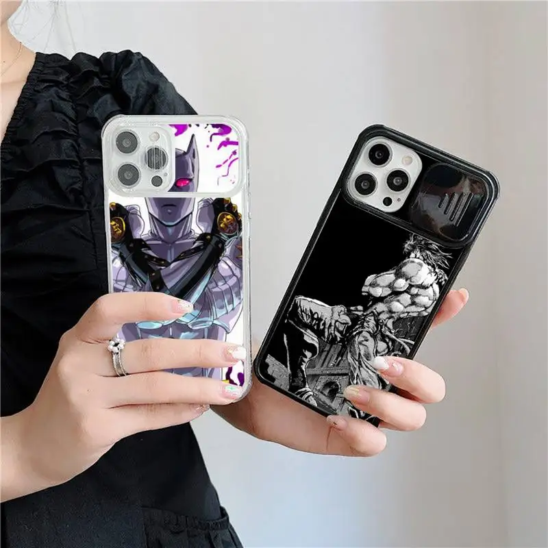 

Bizarre Adventure JoJo Phone Case For iPhone 7 8 11 12 X XS XR MINI Pro Max Plus Slide Camera Lens Protection luxury soft Art