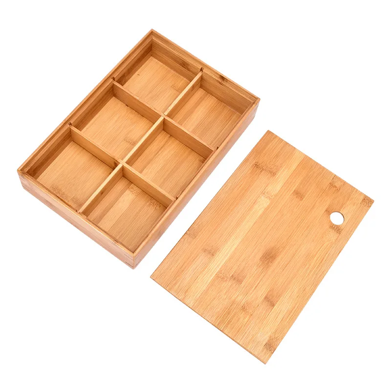 

Pantry Storage Organizer Box-6 Divided Sections Decorative Holder for Cookies Baking Items, Oils, Juices, Spices,Packets