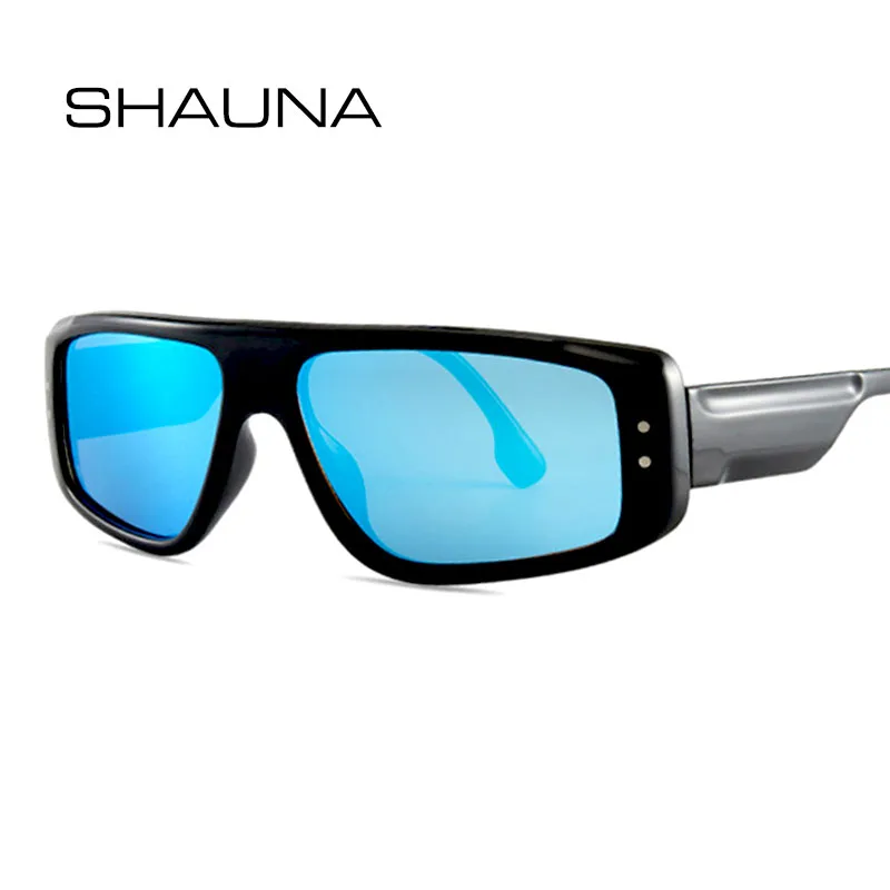 

Женские и мужские прямоугольные солнцезащитные очки SHAUNA, прямоугольные очки с заклепками в стиле ретро, UV400