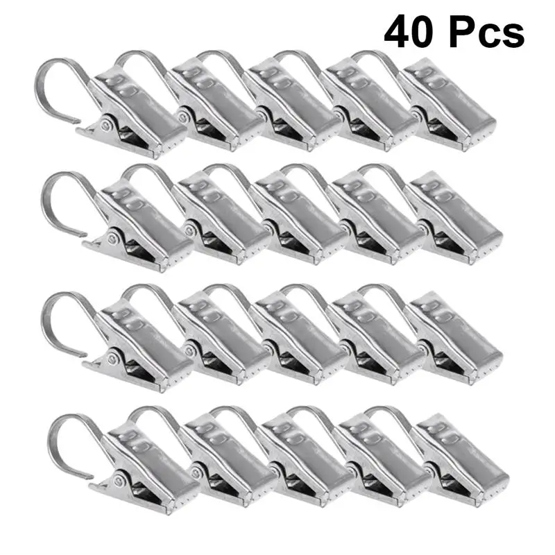

40pcs Curtain Hooks Window Shower Curtain Clips Hook Curtain Clamps Home Bathroom Accessories