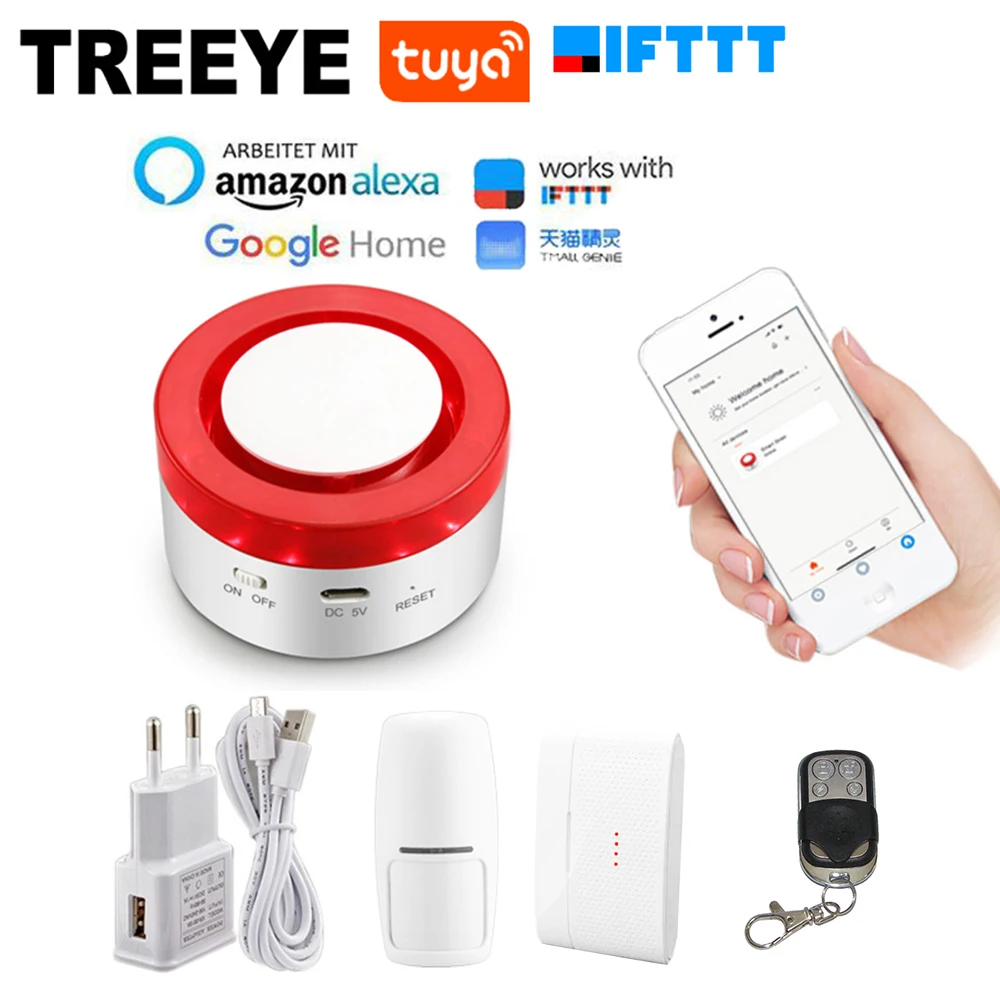 Tuya Smart WiFi домашняя охранная сигнализация 433 МГц Беспроводной Строб Сирена