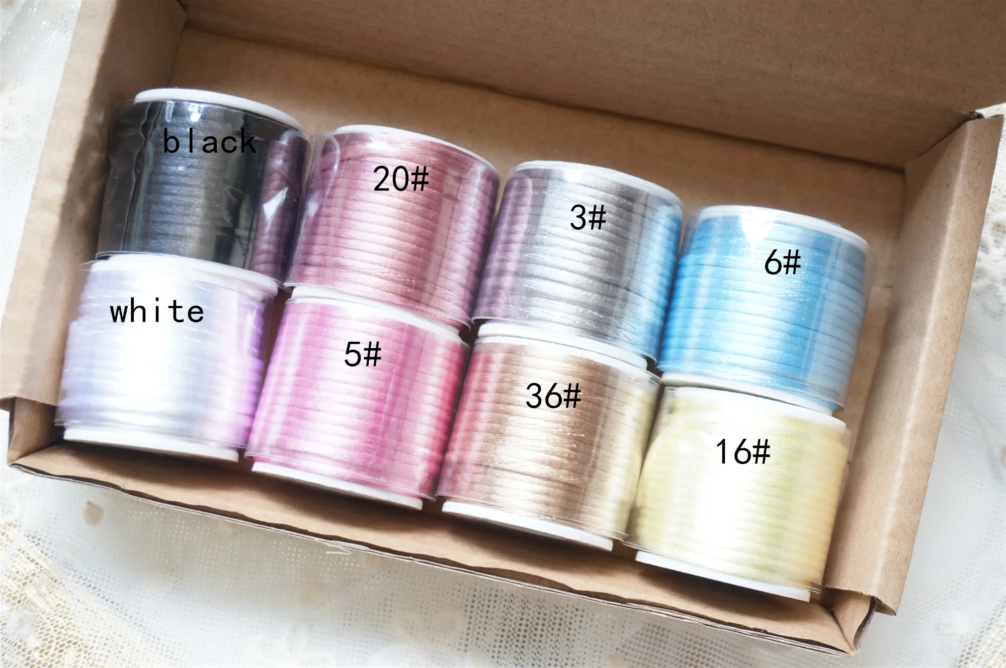one set(8rolls) 5# розовый 2 мм х 10 м/рулон сильный плетеный макраме Шелковый Атласный нейлоновый шнур веревочка DIY Изготовление бисер нить проволока 2 мм - Цвет: one set(8rolls)