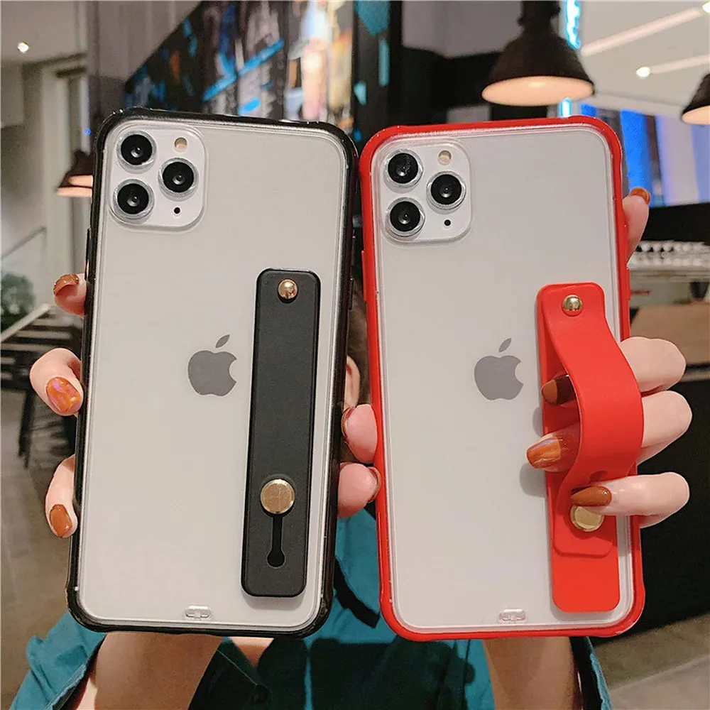 Прозрачный чехол с ремешком на запястье для iPhone 11 Pro XS Max XR X 8 7 6 6S Plus SE 2020 SE2 мягкий