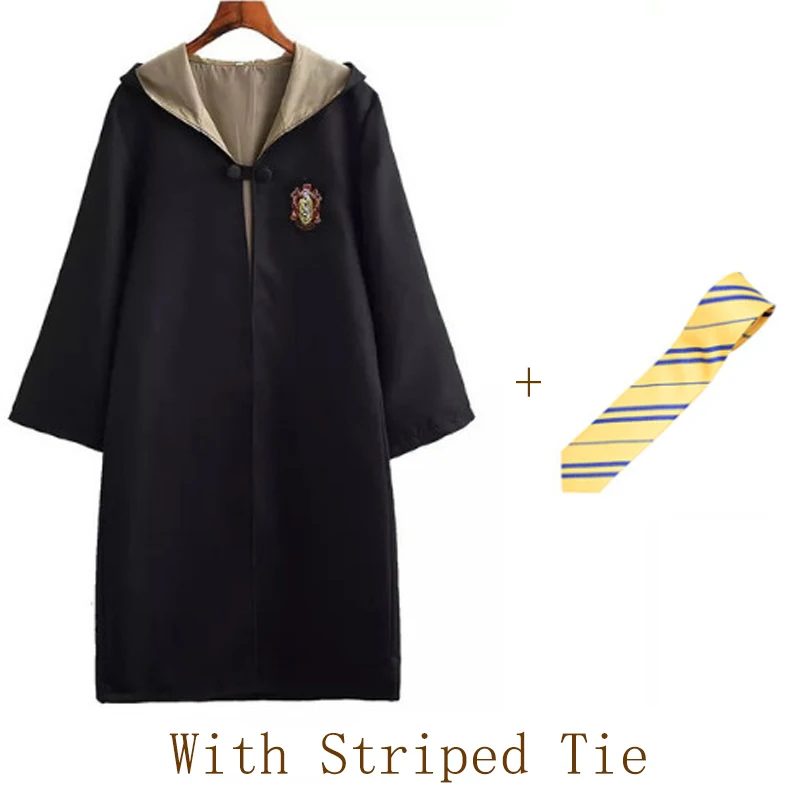 Hufflepuff with Tie Костюмы для косплея, костюмы Поттера, волшебный халат, плащ, костюм Хогвартс, Униформа, плащ Гриффиндор Слизерин, Рейвенкло, хаффлпуф, Хэллоуин - Цвет: Hufflepuff with Tie