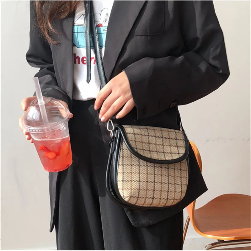 

Women Fashion Simple plaid Shoulder Handbags Female Simple PU Leather Women mini Flap Crossbody Bags bags for women 2020