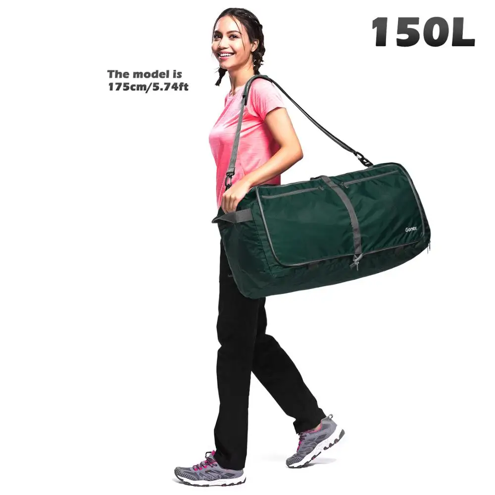 Dark Olive 150L Gonex 100 л дорожная сумка для багажа 210D нейлоновая Женская и мужская дорожная сумка для путешествий Сверхлегкая складная сумка для отдыха и деловой поездки - Цвет: Dark Olive 150L