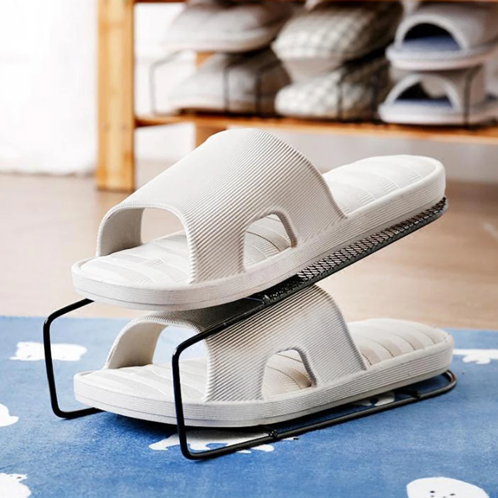

Shoe Rack Iron Organizer Adjustablehome Double Layer Shoes Stacker Space Saver Shoes Rack Holder For Bedroom Shoes Storage Tools