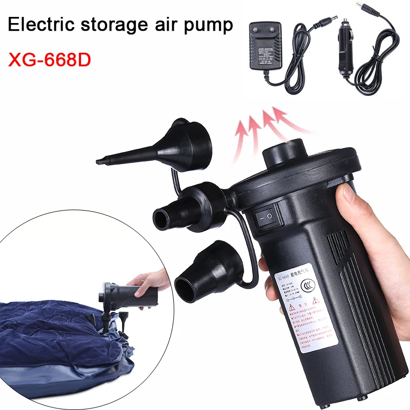 

Battery Rechargeable Air Compressor Portable For PVC Boat Mattress Inflatable Pool Raft Bed Electric Air Pump Inflator12V 220V