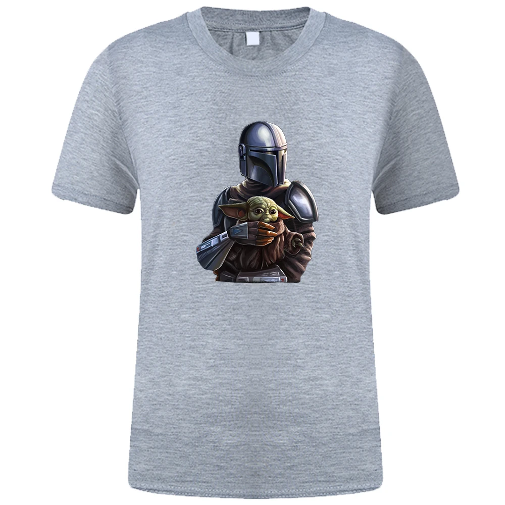 

Летние смешные футболки Disney, Мужская футболка с аниме Йодой мандалор, модные футболки с мультяшным рисунком, хлопковые мужские топы, одежда