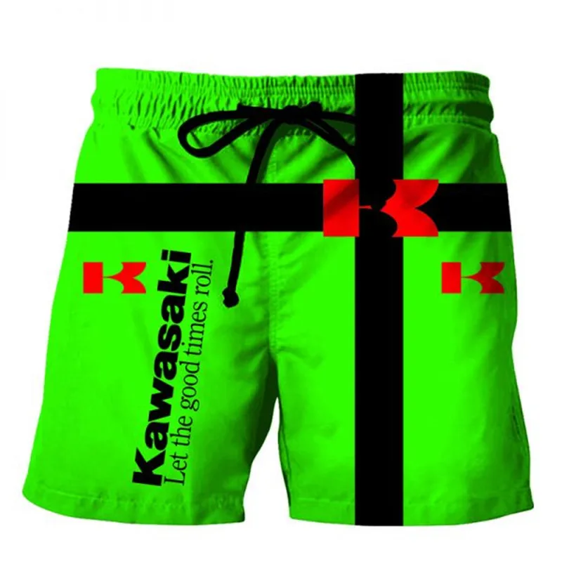 

2021 New Men's Kawasaki Motorcycle Logo Digital Printing Casual Shorts Fashion Harajuku High Quality Brand Hip Hop Beach Shorts