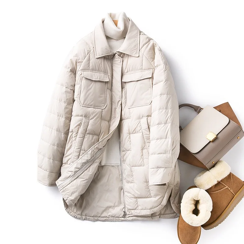 

New winter best-selling women's down jackets, fashionable lightweight warm jackets, outdoor leisure mid-length women's jackets