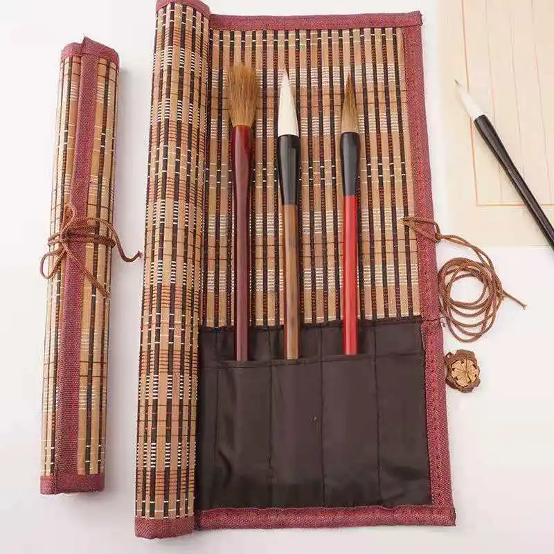 

Brush Curtain Brush Curtain Large, Medium and Small Portable Retro Style Bamboo Pen Combination Study Chinese Style Protection
