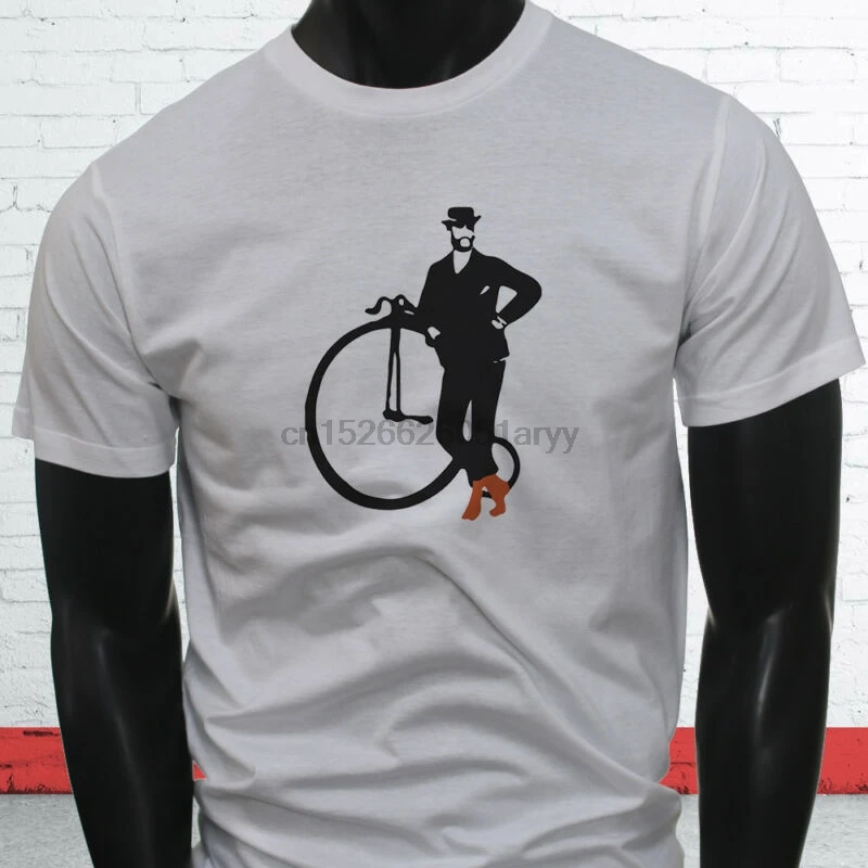 

Cycling High Bicycle Gentlemen Classic Bike & Guy Stencil Mens White T-Shirt