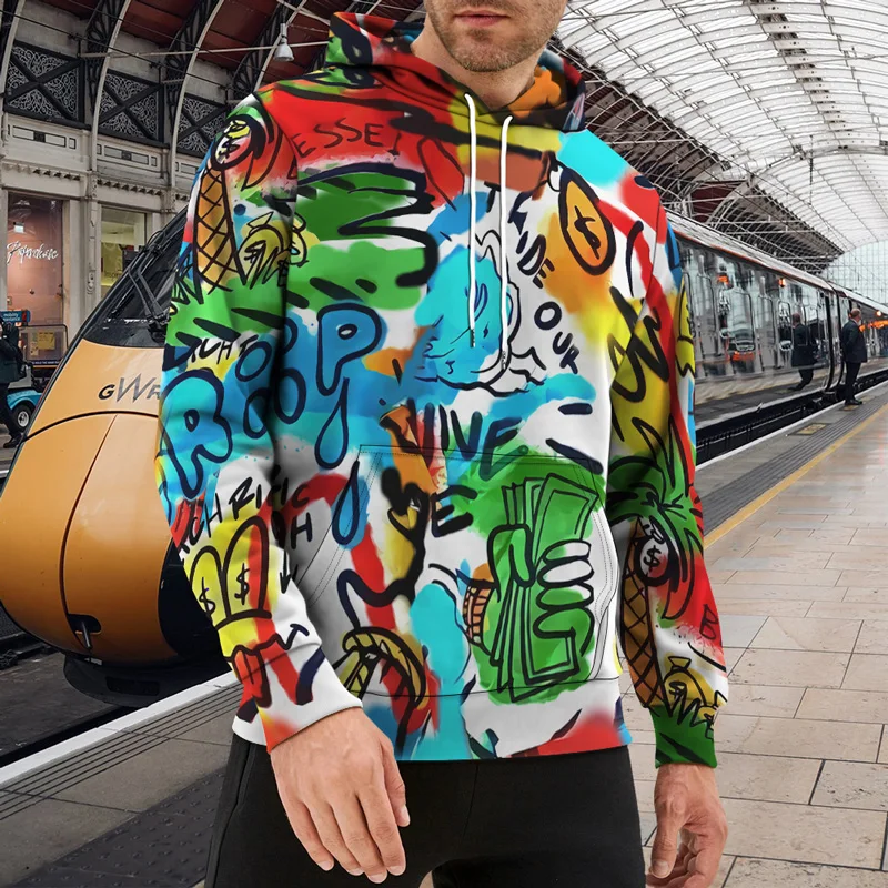 

Men's Long Sleeve Pullover Fashion Hoodies Autumn New Clothing With Hoody Colour Pritning Hoodie Sweatshirt For Man Unisex Tops