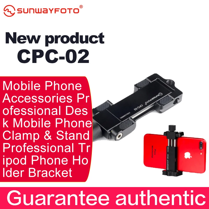 

SUNWAYFOTO CPC-02 Mobile Phone Accessories Professional Desk Mobile Phone Clamp & Stand Professional Tripod Phone Holder Bracket