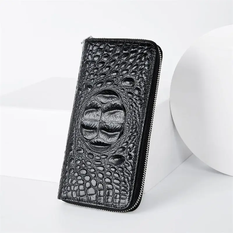 

Luxury Black Crocodile Men Women Wallets Vintage Mens Ladies Long Clutch Money Bag Zipper Card Holder Coin Purse