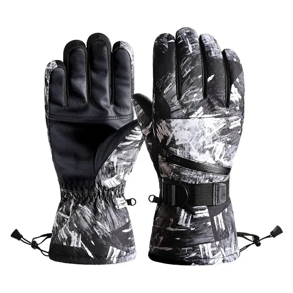 Мужские и женские лыжные перчатки ветрозащитные водонепроницаемые зимние теплые перчатки для сноуборда мотоциклетные водонепроницаемые ...
