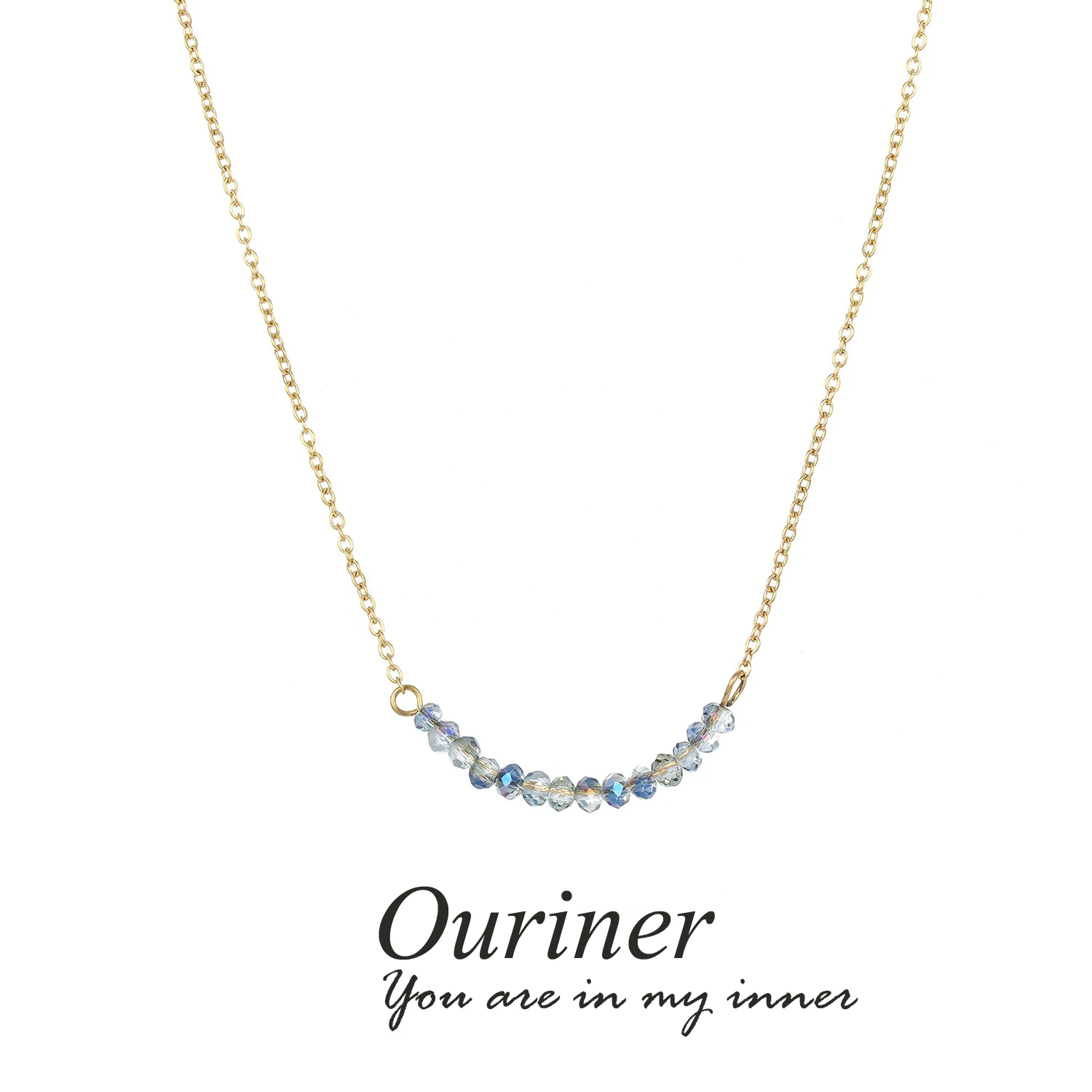 

Ouriner ladies crystal pendant chokers necklaces fashion stainless steel necklace for women necklace jewelry