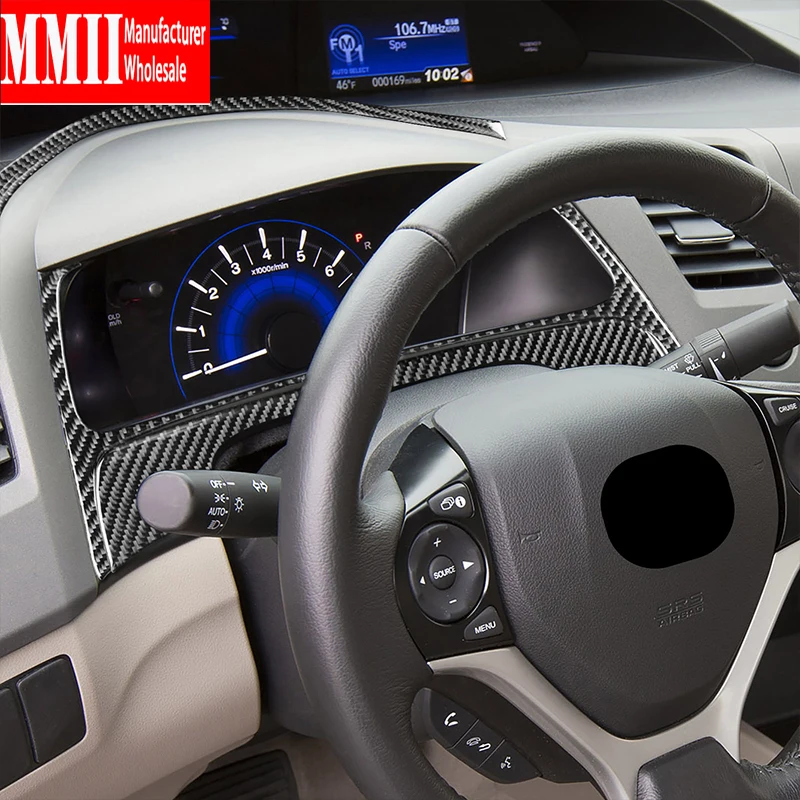 

For Honda Civic 9 Coupe Sedan 2013 2014 2015 Carbon Fiber Dashboard Decoration Cover Car Sticker Speedometer Surround Frame Trim