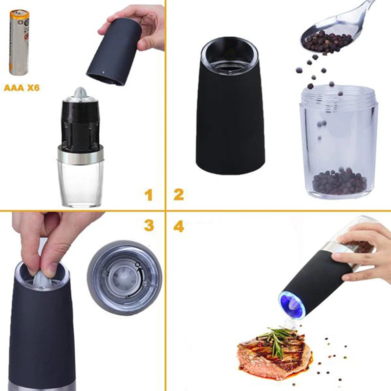 

Electric Pepper Mill, Oil Sprayer Salt and Pepper Grinder Set,with Metal Stand,for Cooking Kitchen Tool
