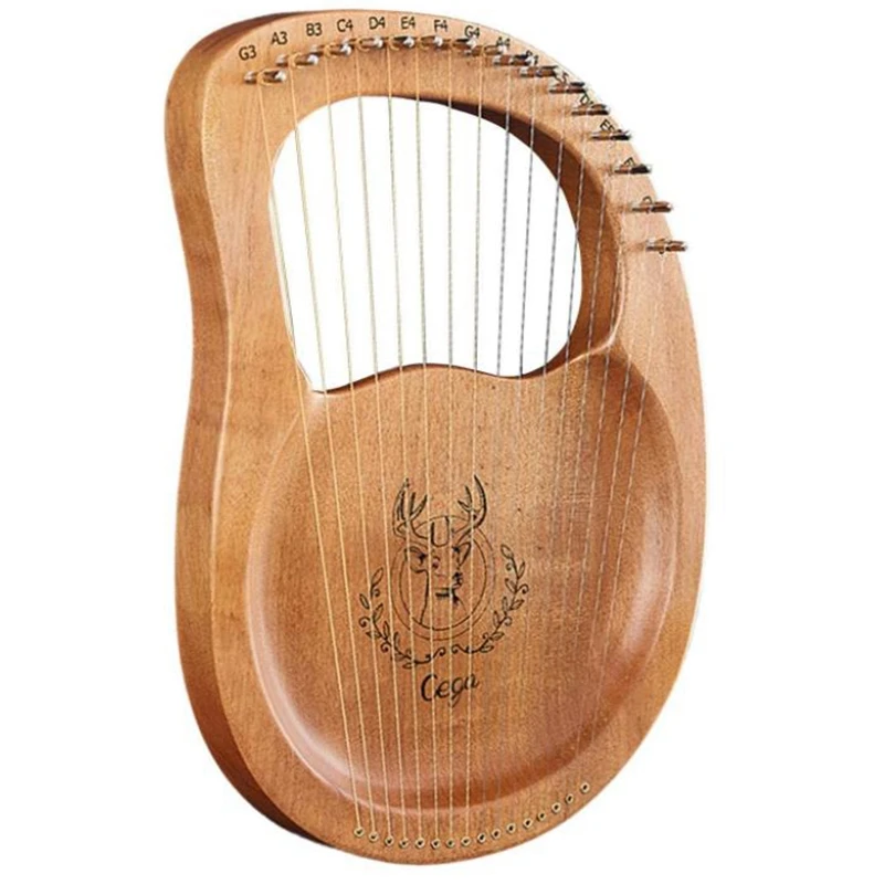 

Cega Lyre Harp,16 Metal Strings Harp Mahogany Lyre Harp,Portable Stable Sound Quality Harp for Instrument Lovers