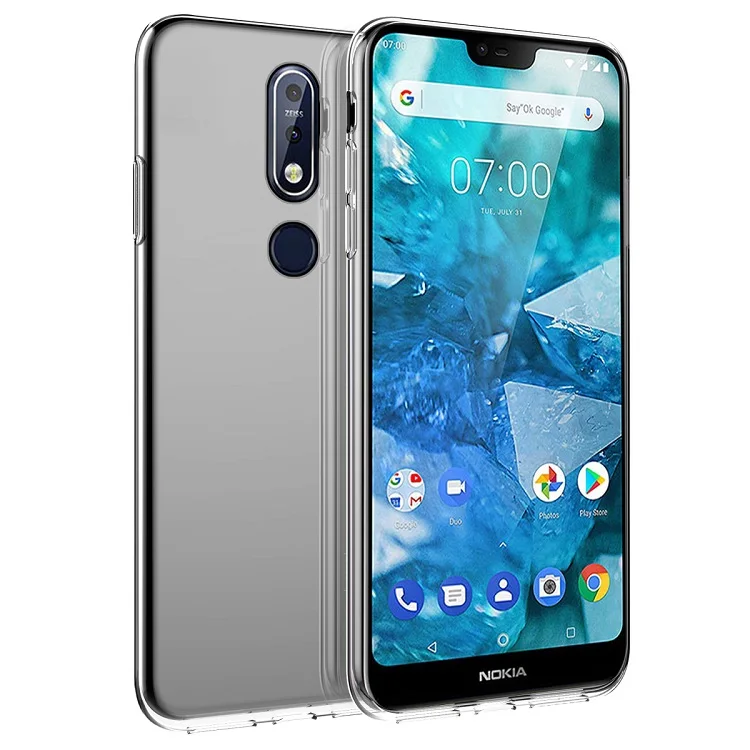 Для Nokia 7,1 чехол из прозрачного силикона противоударный мягкий ТПУ чехол для Nokia 7,1 Plus 8,1 7,2 6,1 Plus X7 X6 9 чехол прозрачный тонкий - Цвет: clear