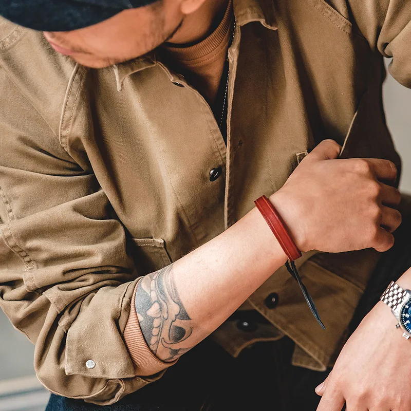 Мужская винтажная куртка с пряжкой Maden свободная хлопковая однотонная Парижской