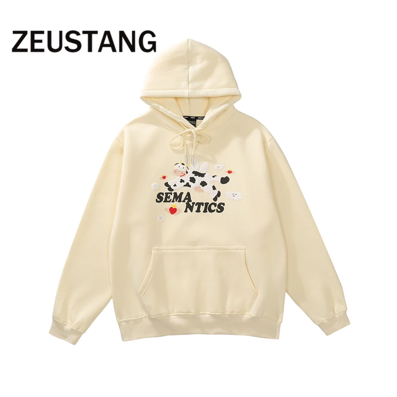 

Zeustang Hooded Sweatshirts Creative Print Pullover Fleece Hoodies Harajuku Streetwear Hip Hop Fashion Cotton Casual Outwear