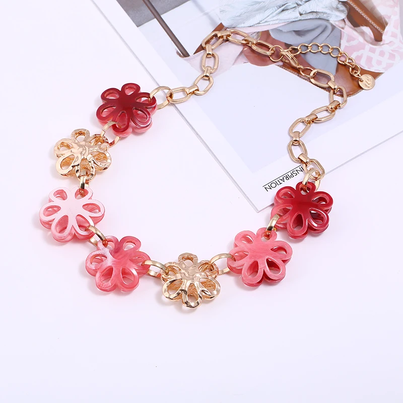 Ожерелье из цинкового сплава женское колье чокер с подвесками в виде цветов