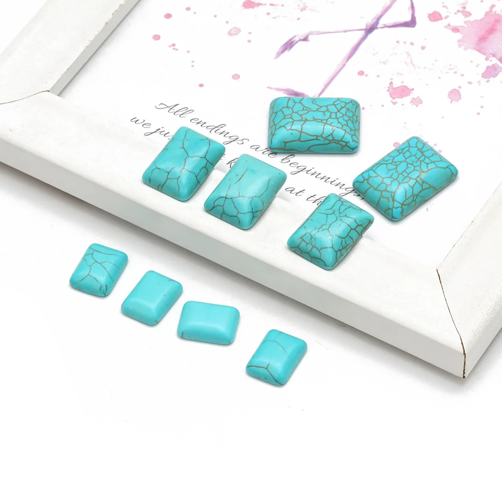 MEIBEADS 10 шт./пакет половина квадрата плоская спина Кабошон Синий Howlite камень