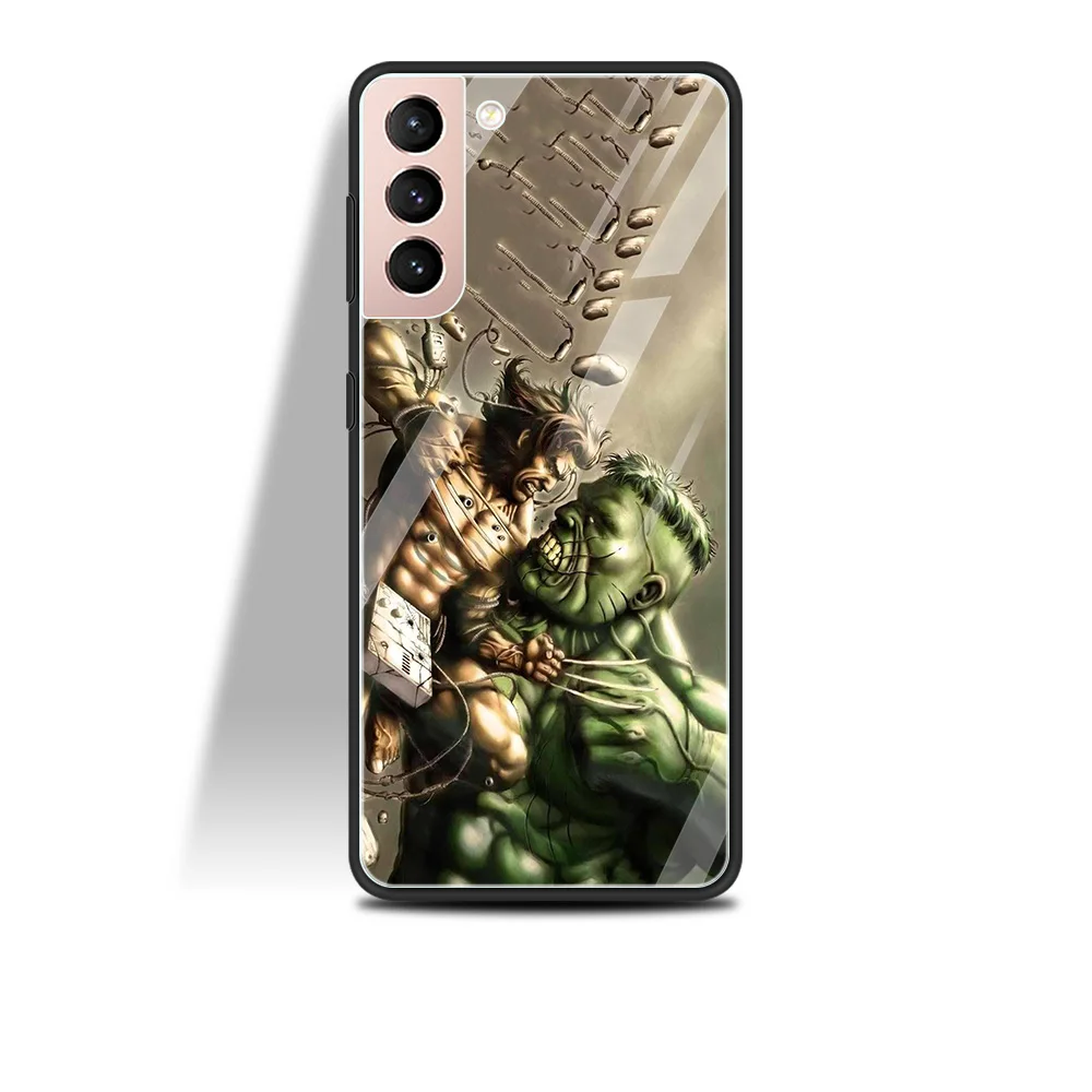 Чехол из закаленного стекла для Samsung S21 S20 Ultra FE S10 S9 S8 Plus S10e Lite A70 A50 A40 A30 Fundas Hulk Vs Wolverine