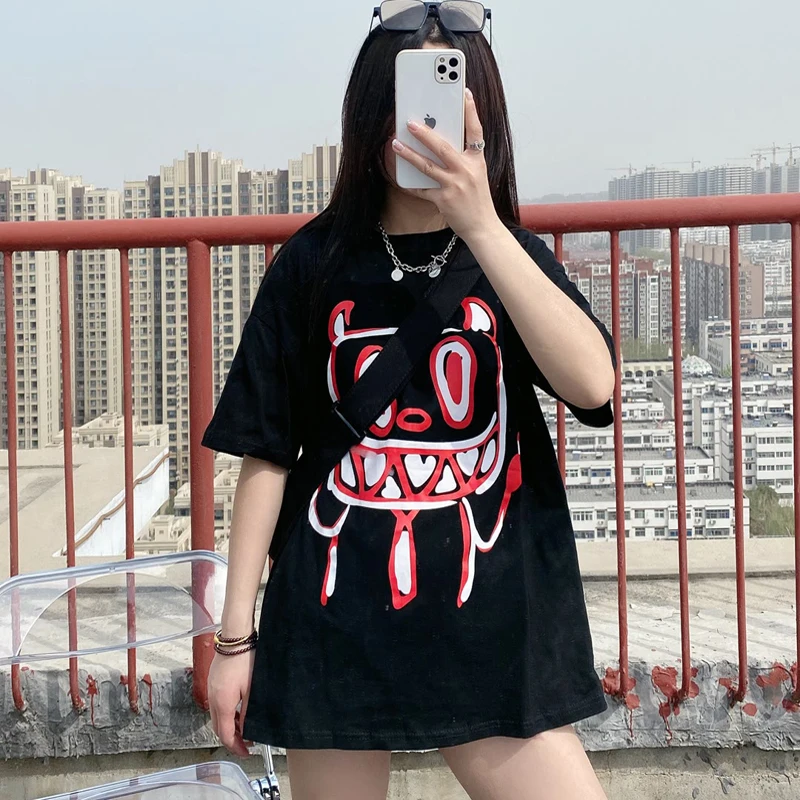 

Graffiti Printing Kawaii Oversized Short Sleeve T-shirt Women 2021 Female Tee Shirt Femme Harajuku Summer Loose Cotton Tops