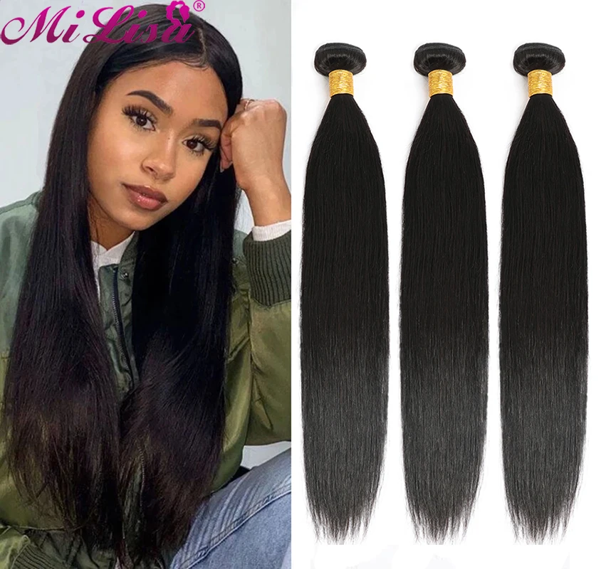 Mi Лиза прямые пряди с прямыми пучок человеческих волос 1 шт./лот человеческие
