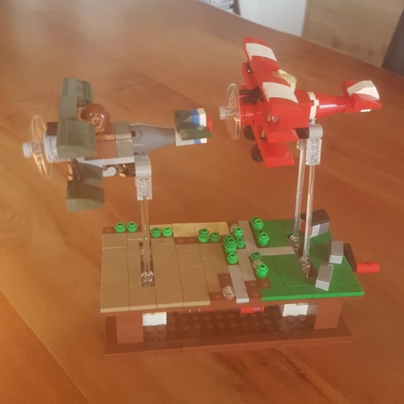

New Technic MOC War Pursuit of Flight Hand Crank Aircraft WW2 Fighter Building Blocks Bricks DIY Plane Toys Birthday Kids Gift