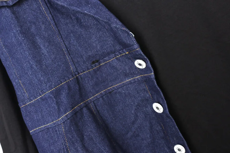 

Tide brand temperament plus size fake two-piece dress personality casual dress autumn new denim stitching dress thin cool dress