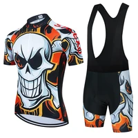 2021 skull pattern bicycle team short sleeve maillot ciclismo men racing cycling jersey summer breathable cycling clothing sets