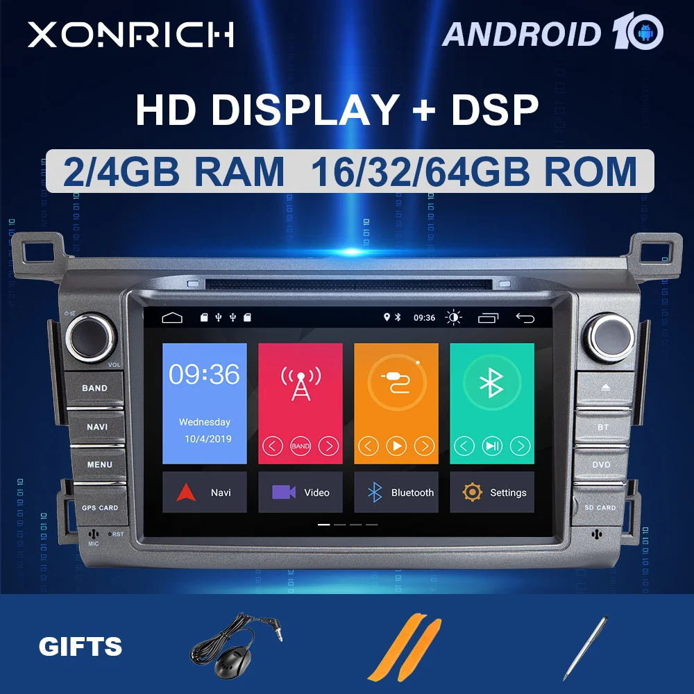 DSP IPS 4G 64G 2 Din Android 10 Автомобильный мультимедийный dvd плеер GPS для Toyota RAV4 Rav 4 2013 2014 2015
