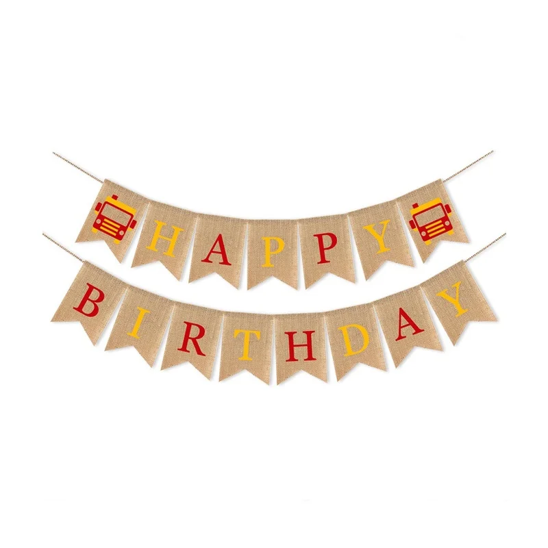

Fire Truck Birthday Party Supplies Fireman Banner Burlap Fire Fighter Happy Birthday Garland Boy Birthday Decorations