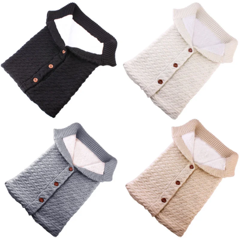 

Baby Sleeping Bag Envelope Winter Kids Sleepsack Footmuff For Stroller Knitted Sleep Sack Newborn Swaddle Knit Wool