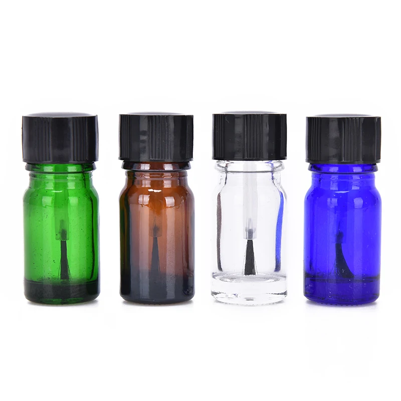 

1PCS 5ML Nail Polish Bottle With A Lid Brush Empty Cosmetic Containers 5ML Travel Empty Small Round Glass Essential Bottle