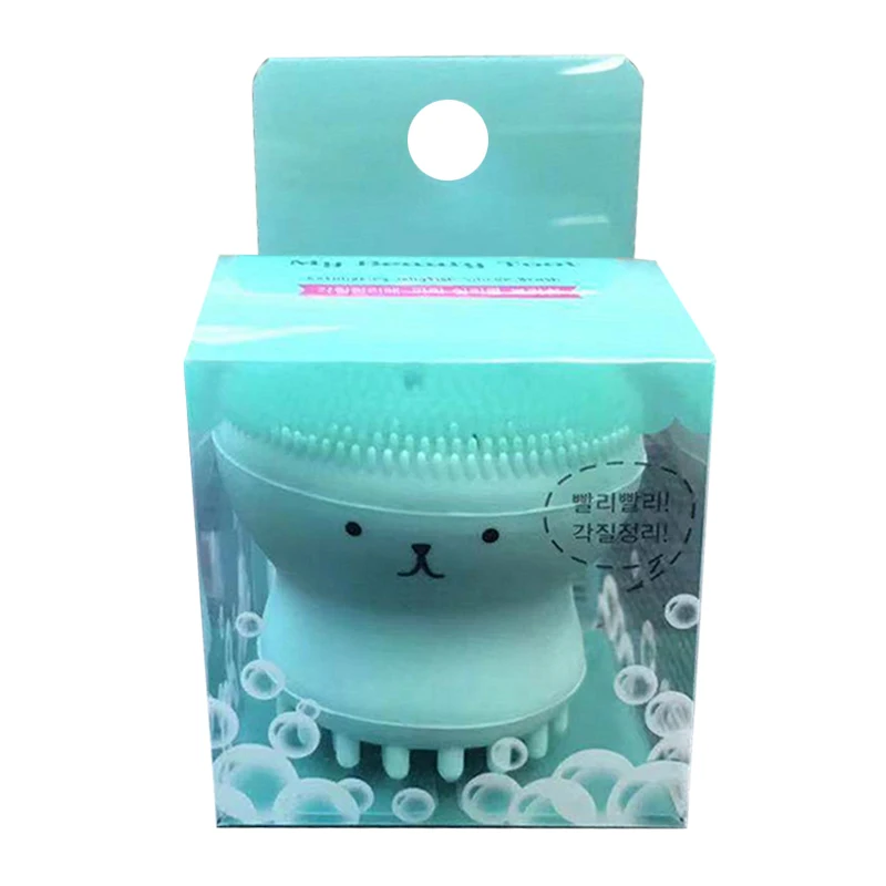 Face Cleaning Mini Electric Massage Brush Washing Machine Waterproof Silicone Cleansing Tools Small Octopus Shape With Box | Красота и
