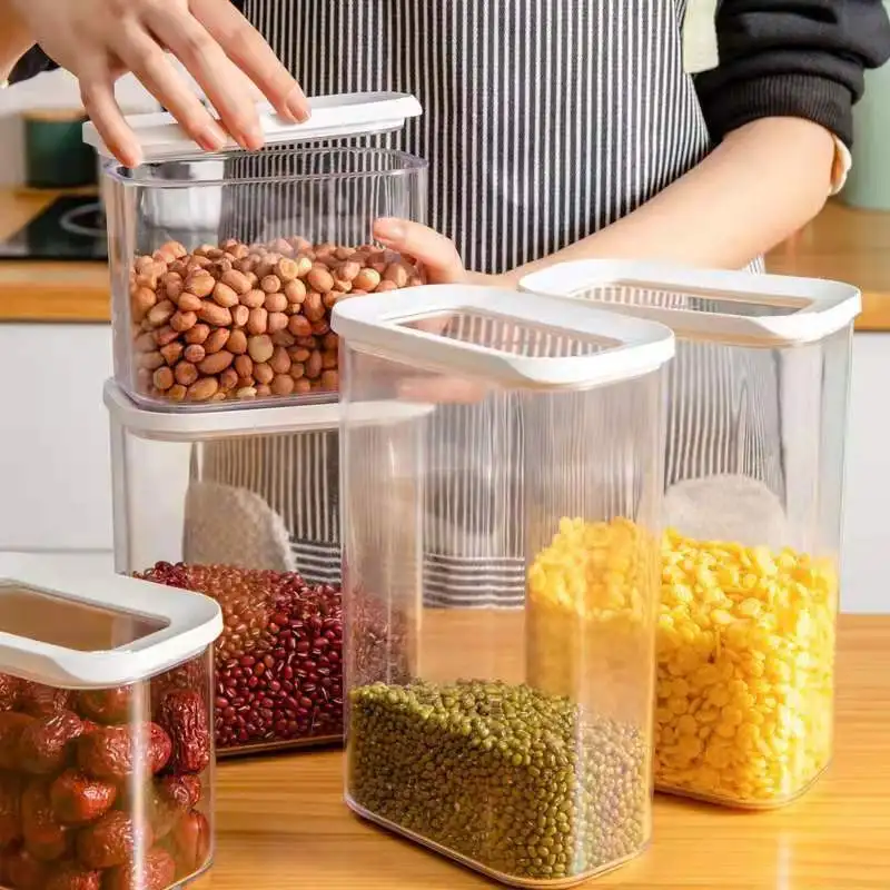 

Кухонная коробка для хранения, пластиковые герметичные банки, контейнер для пищевых продуктов, органайзер для холодильника, новый прозрачн...
