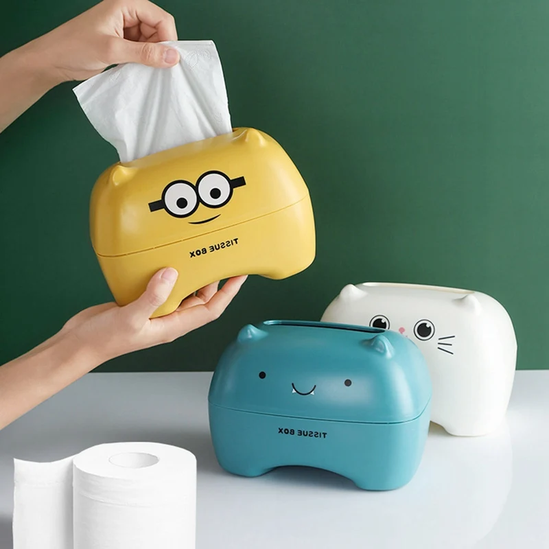 

Cute Cartoon Tissue Boxs Nordic Kawaii Animal Removable Tissue Case Home Decor Plastic Napkin Papers Organizer Holder 4 Colors